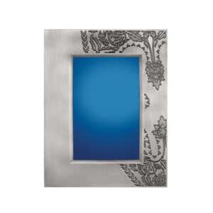 Pewter Photo Frame with Floral Corner Motif