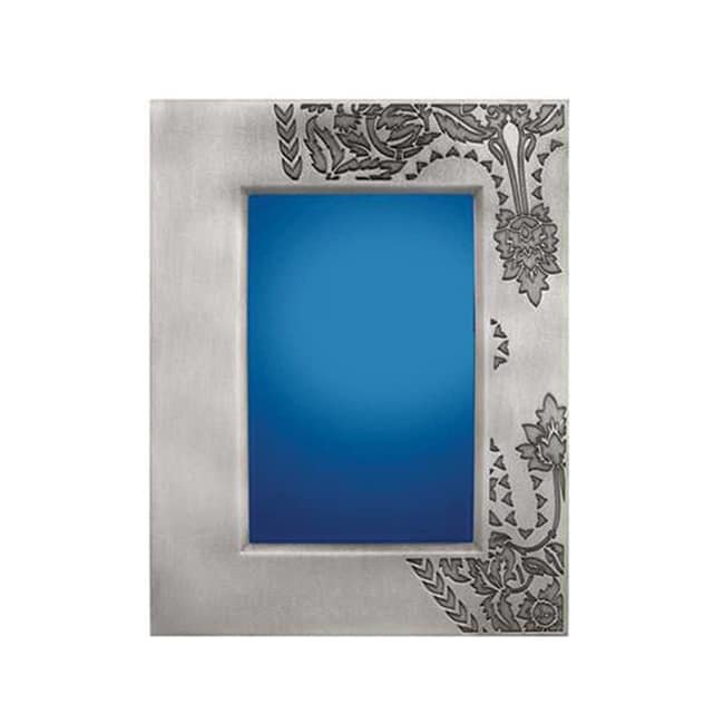 Pewter Photo Frame with Floral Corner Motif