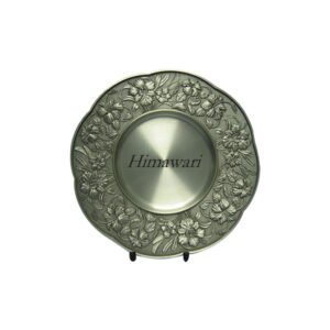 Pewter Commemorative Plate with Floral Relief Border