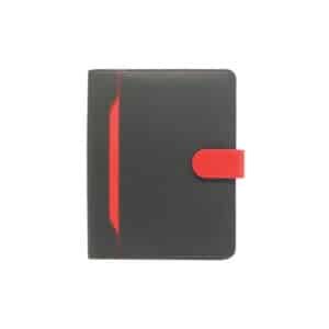 Grey Padfolio Planner with Red Strap Closure