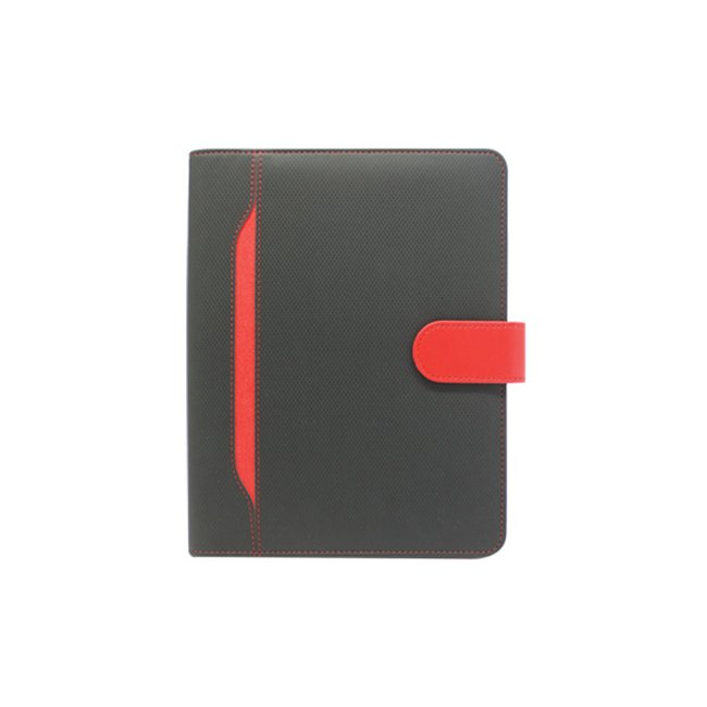 Grey Padfolio Planner with Red Strap Closure