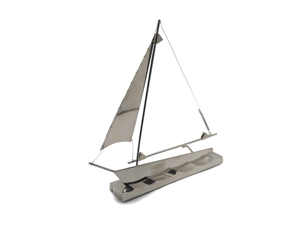 Silver-Tone Sailboat Model on Base