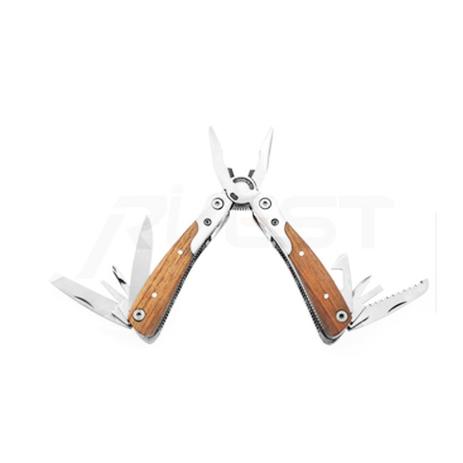 Folding Pliers Multi-Tool with Wood-Inlay Handles