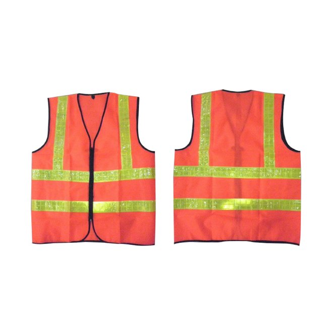 Custom Orange Safety Vest with Lime Reflective Stripes
