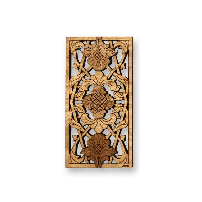 Laser-Cut Wooden Fridge Magnet Floral Woodcarving Lattice