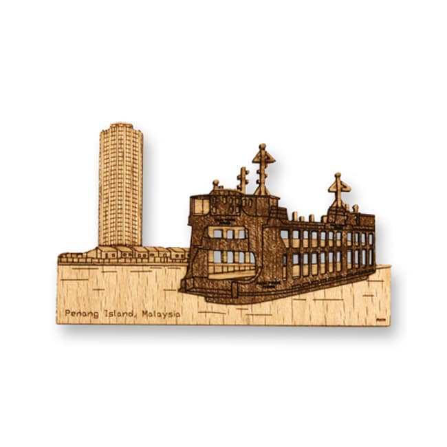 Laser-Cut Wooden Fridge Magnet Penang Island