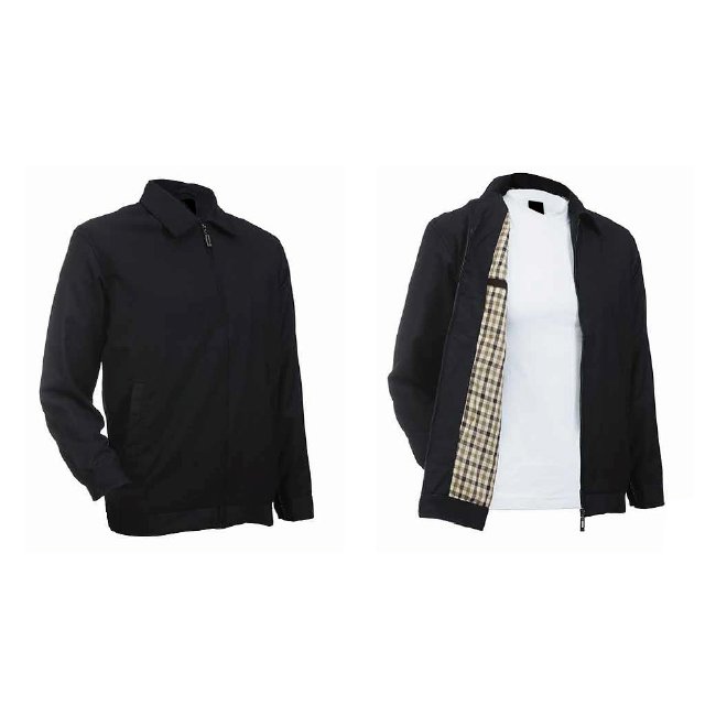 Custom Black Corporate Jacket with Checked Lining