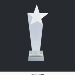 Crystal Plaque - Frosted Trapezoid Plaque with Integrated Star (Model HICP-7081)