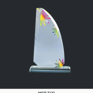 Crystal Plaque - Sail Plaque with Scattered Firework Florals (Model HICP-7131)