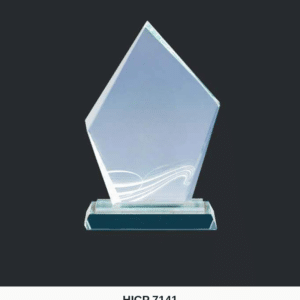 Crystal Plaque - Diamond-Pentagon Plaque with Etched Swoosh (Model HICP-7141)