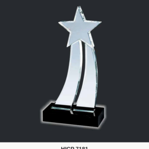 Crystal Plaque - Shooting-Star Plaque with Dual Curved Tails (Model HICP-7181)