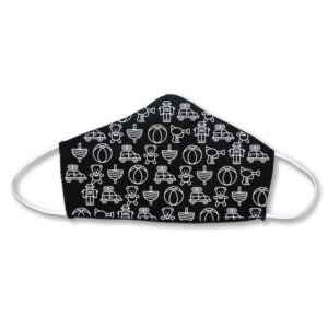 Kids Fabric Face Mask Black and White Toy Print