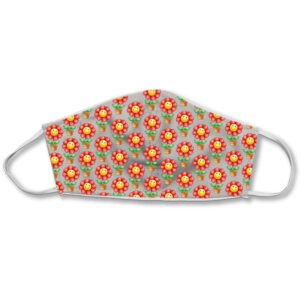 Kids Fabric Face Mask Grey Floral Print