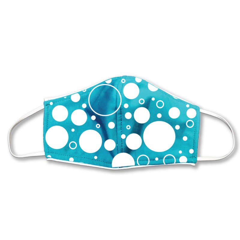 Kids Fabric Face Mask Turquoise Bubble Print