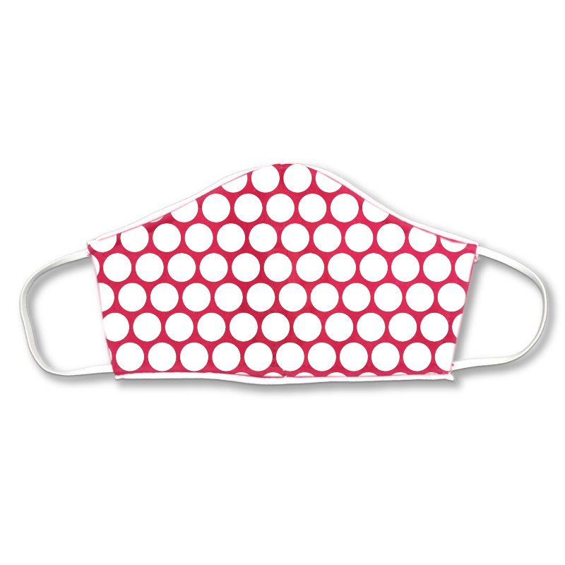 Kids Fabric Face Mask Red and White Polka Dot Print