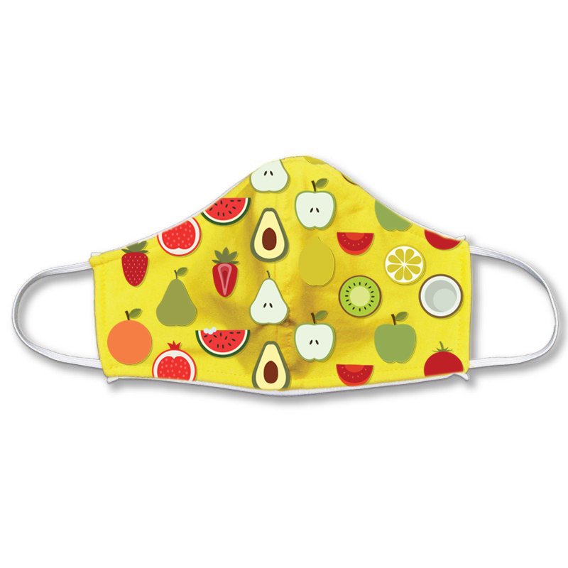 Kids Fabric Face Mask Yellow Fruit Print