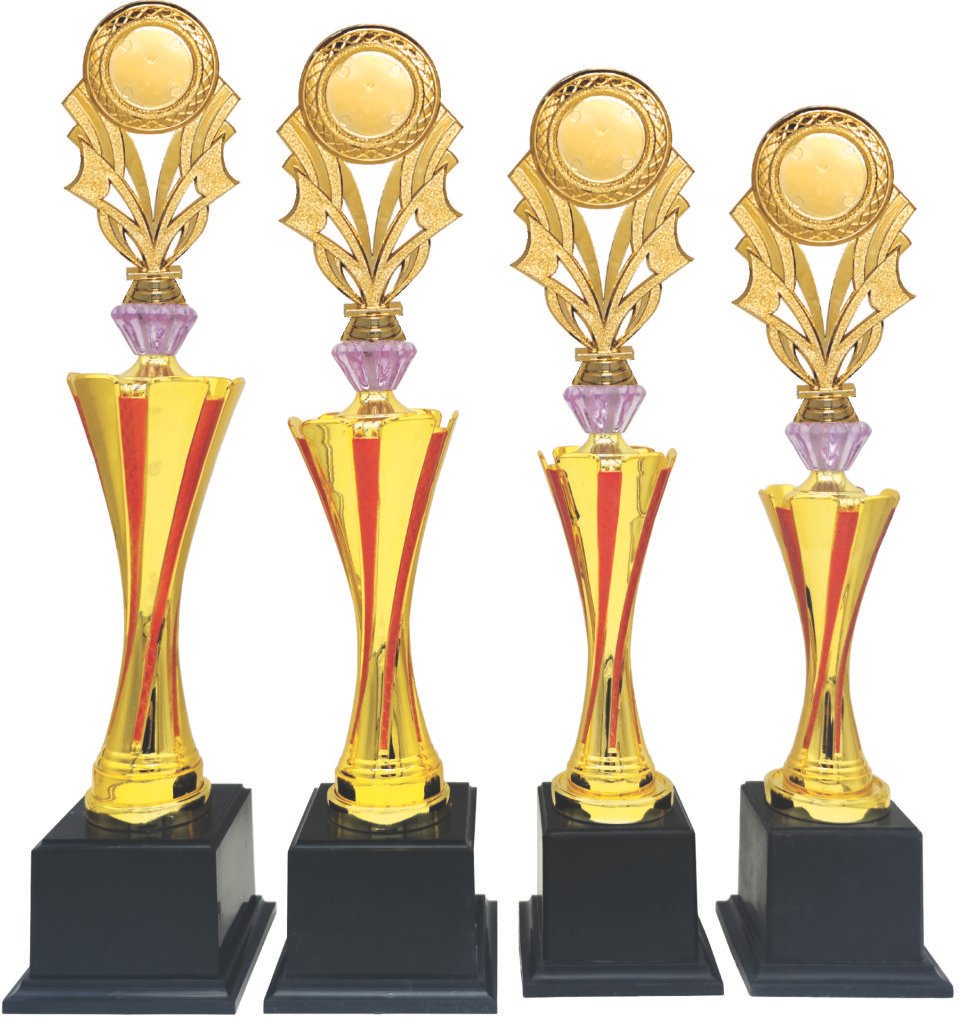 Red Stripe Flared Trophy with Choice of Emblem Top – Gold