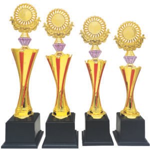 Red Stripe Flared Trophy with Choice of Emblem Top – Gold