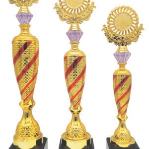 Red Diagonal Stripe Trophy with Choice of Emblem Top – Gold