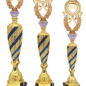 Blue Diagonal Stripe Trophy with Choice of Emblem Top – Gold