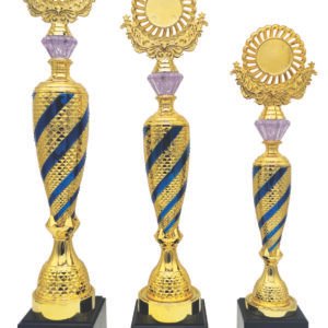 Blue Diagonal Stripe Trophy with Choice of Emblem Top – Gold