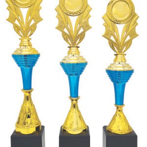 Sky Blue Column Trophy with Choice of Emblem Top – Gold