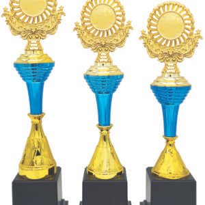 Sky Blue Column Trophy with Choice of Emblem Top – Gold