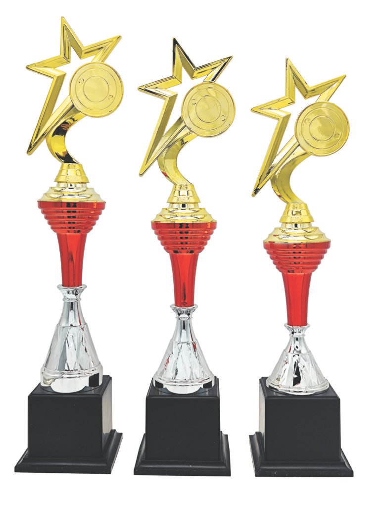 Red Cup Silver Cone Trophy with Choice of Emblem Top – Gold