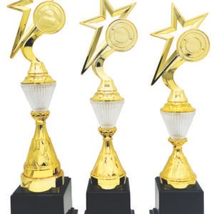Pearl White Column Trophy with Choice of Emblem Top – Gold