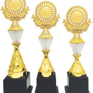 Pearl White Column Trophy with Choice of Emblem Top – Gold