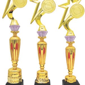 Red Flame Column Trophy with Choice of Emblem Top – Gold