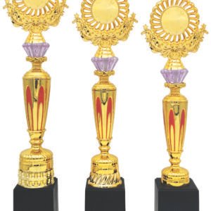 Red Flame Column Trophy with Choice of Emblem Top – Gold
