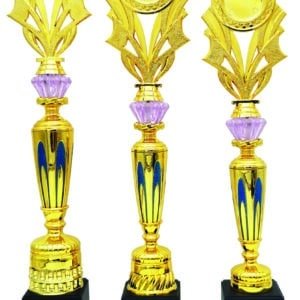 Blue Flame Column Trophy with Choice of Emblem Top – Gold