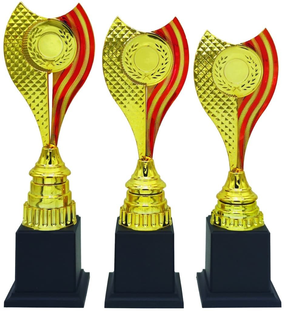 Swoosh Cup Trophy with Striped Wave – Red or Blue