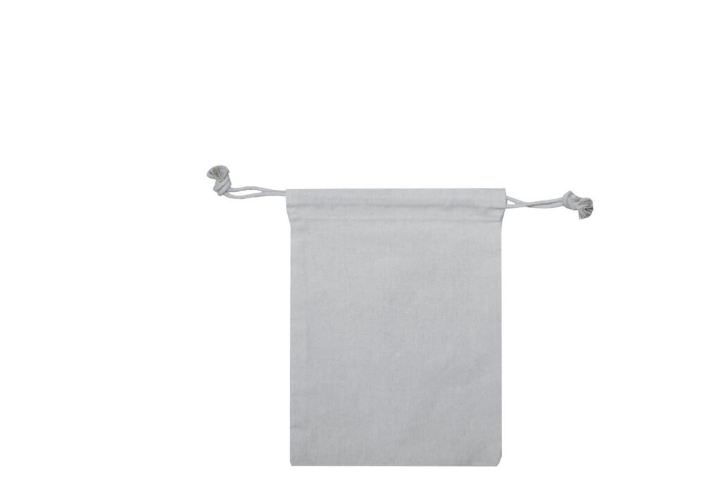 Small Grey Canvas Drawstring Pouch
