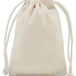 Natural Canvas Drawstring Pouch with Natural Cords