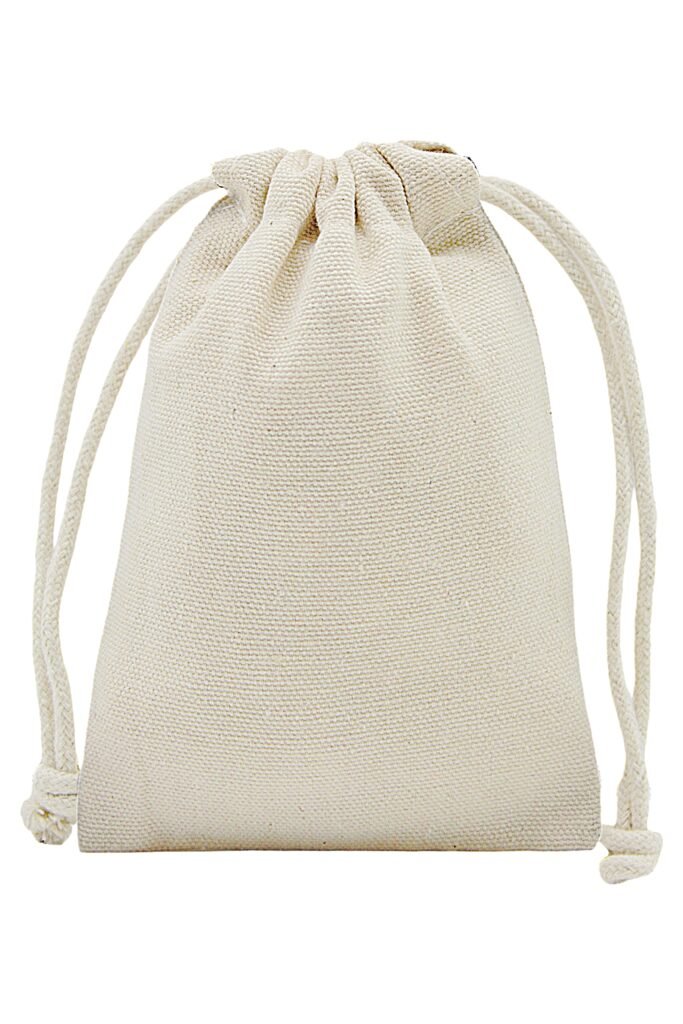 Natural Canvas Drawstring Pouch with Natural Cords