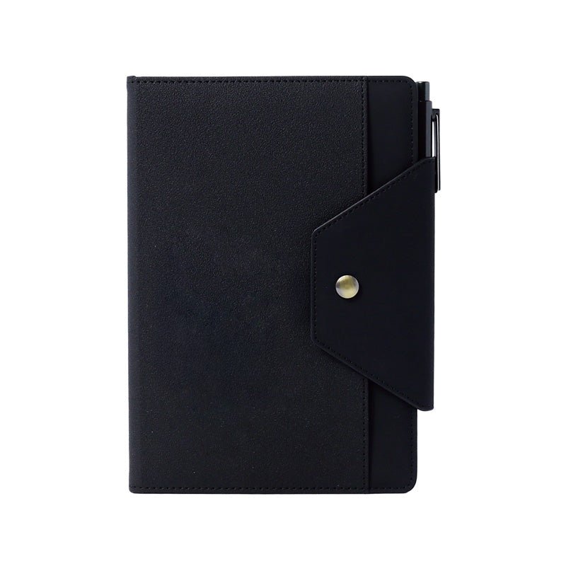 Portico PU Leather Notebook with Snap Flap and Pen