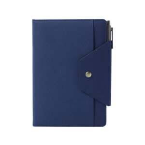 Portico PU Leather Notebook with Snap Flap and Pen