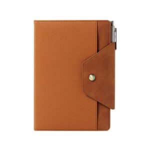 Portico PU Leather Notebook with Snap Flap and Pen