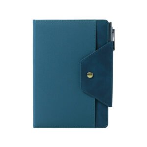 Portico PU Leather Notebook with Snap Flap and Pen