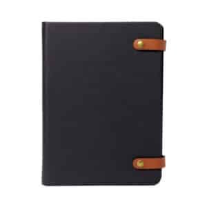 Toggle Wire-O Notebook with Leather Straps and Cable Flaps
