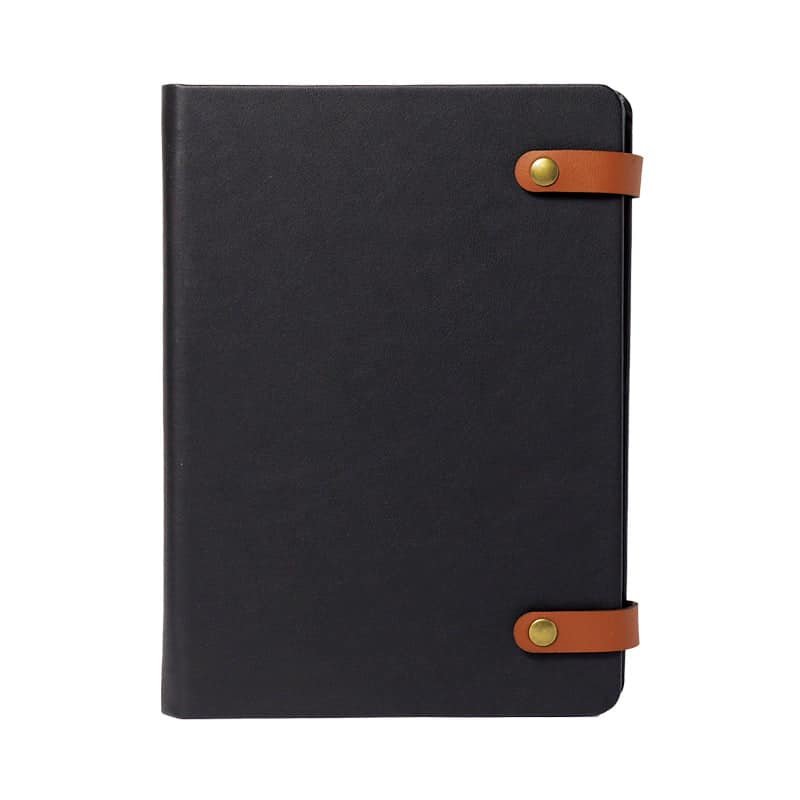Toggle Wire-O Notebook with Leather Straps and Cable Flaps