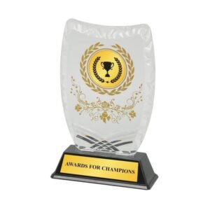 Clear Gold Acrylic Plaque with Laurel Cup Design – 3 Sizes