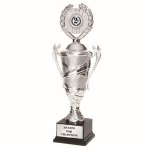 Silver Cup Trophy with Laurel Emblem Holder