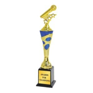 Gold and Blue Microphone Trophy