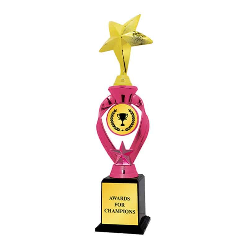 Pink and Gold Star Trophy with Emblem