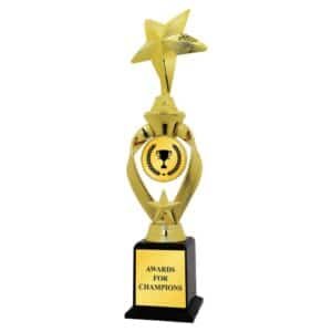 Star Trophy with Oval Ring Emblem – Gold, 3 Sizes