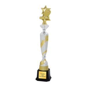 Tall Pickleball Star Trophy with Silver Wave Column – Up to 550mm