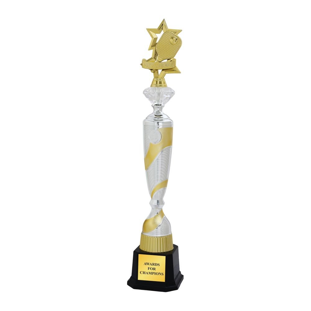 Tall Pickleball Star Trophy with Silver Wave Column – Up to 550mm